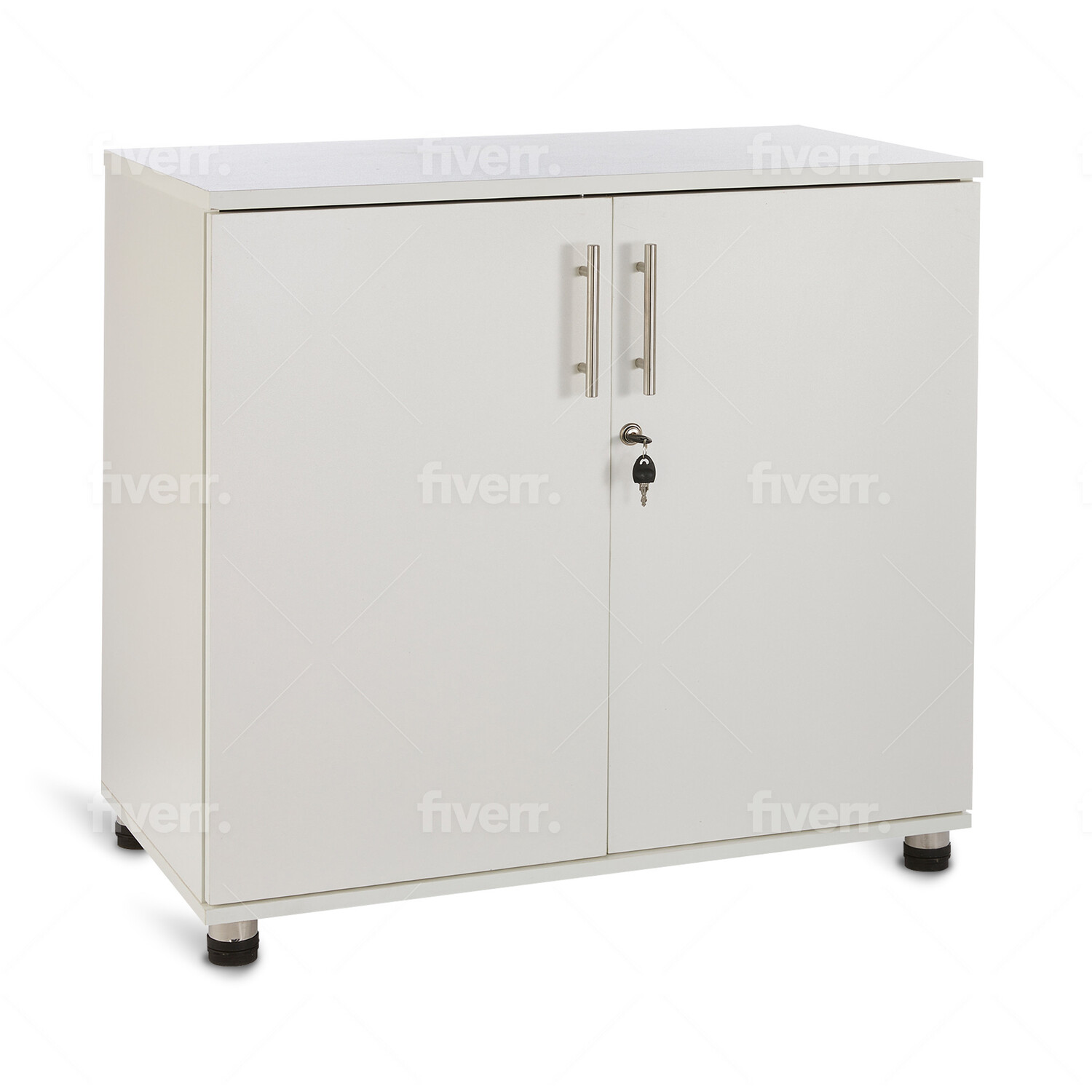 MMT Furniture Designs 2 Door White Lockable Filing Cabinet - MDF - 750mm H x 800mm W x 450mm D - Image 2