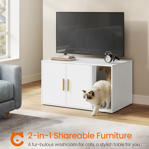 Hidden Cat Litter Box Enclosure Cloud White