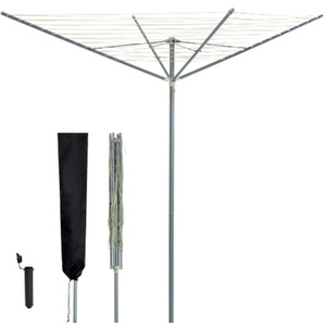 45M 4 Arm Rotary Clothes Airer Round Arms with Spike and Cover