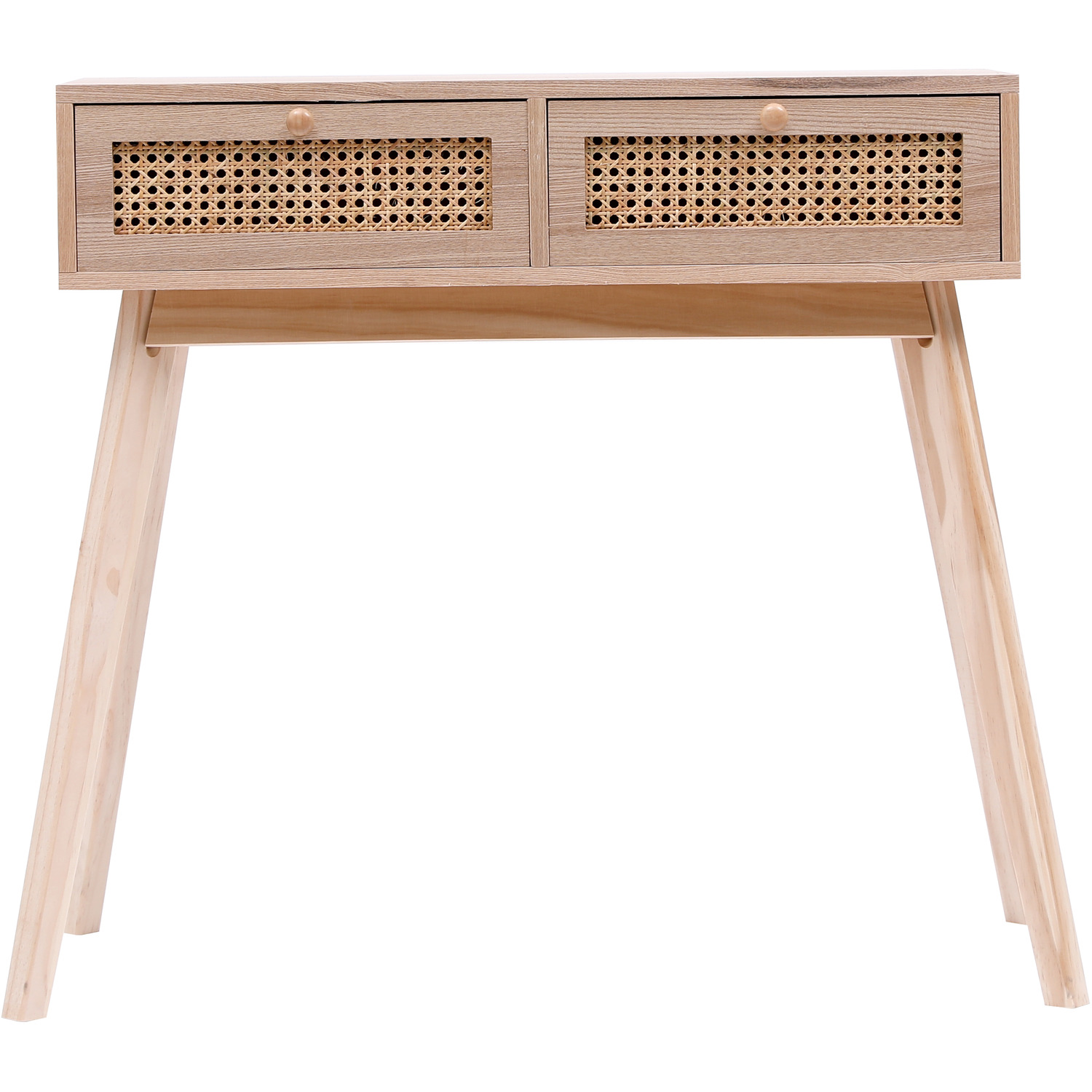 Slim Console Table With Undershelf - Oak