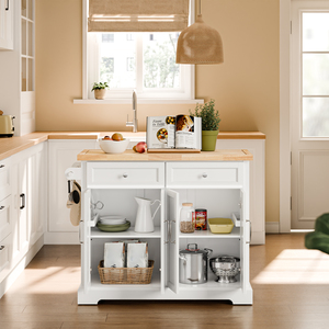 Kitchen Trolley with Extendable Worktop and 2 Drawers