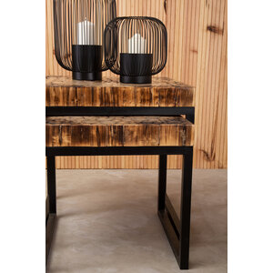 Malang Mosaic Teak Wood Set Of 3 Nesting Tables