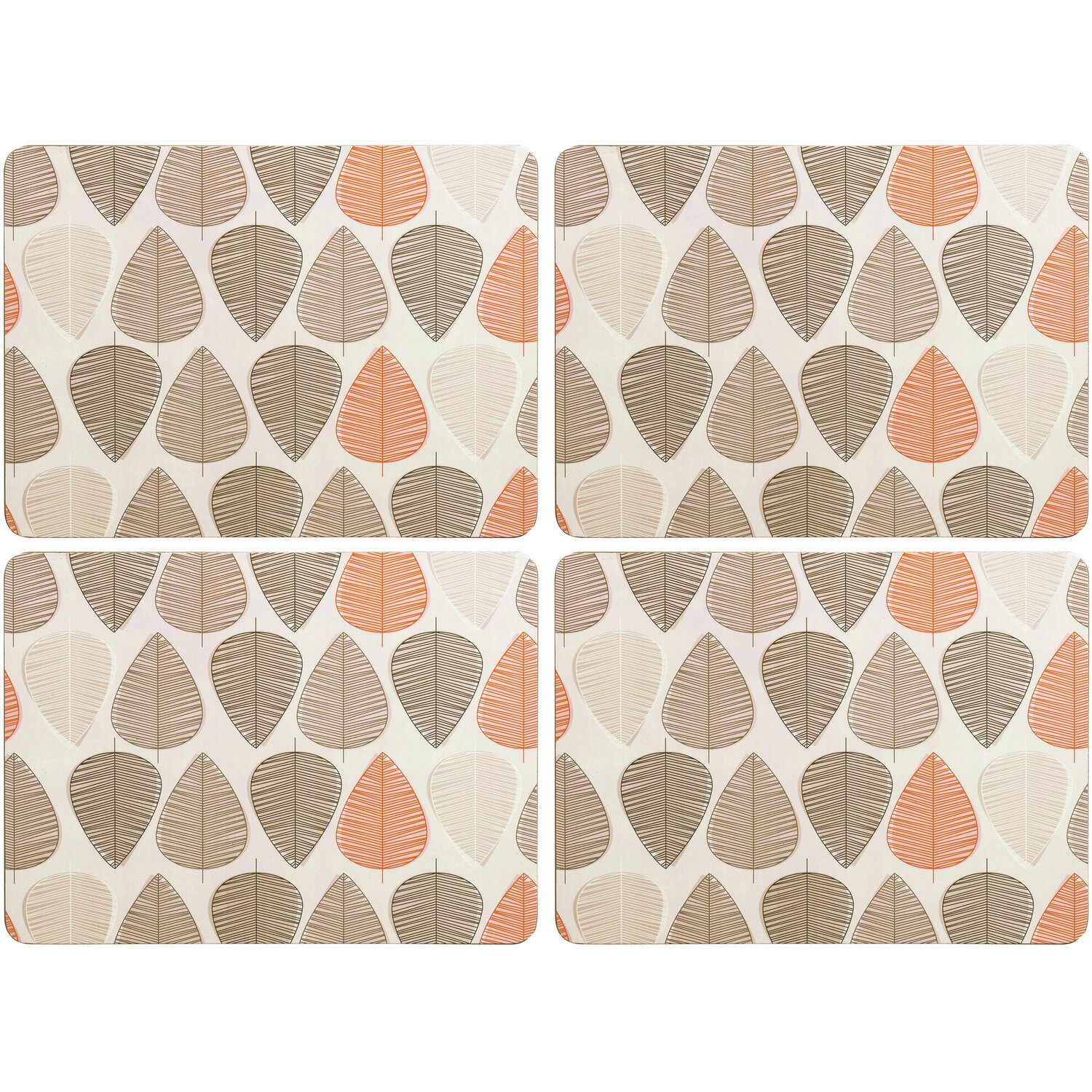 Maison By Premier Orange Leaf Set Of Four Placemats - Orange