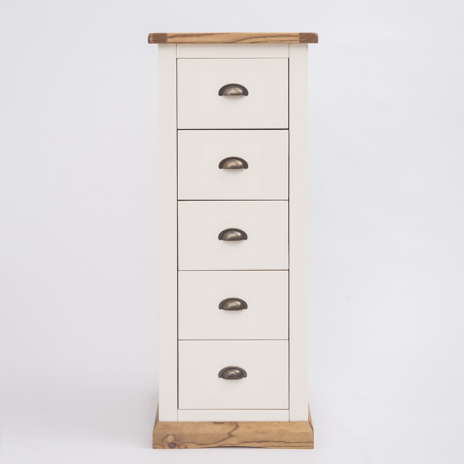 Cabinet Bits Tropea 5 Drawer Narrow Chest - White / Brass