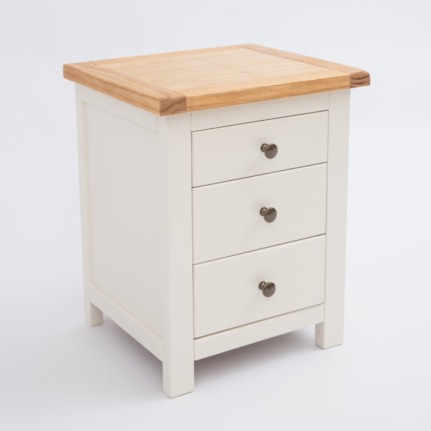 Cabinet Bits Maggiori 3 Drawer Bedside Cabinet - White / Brass Knob