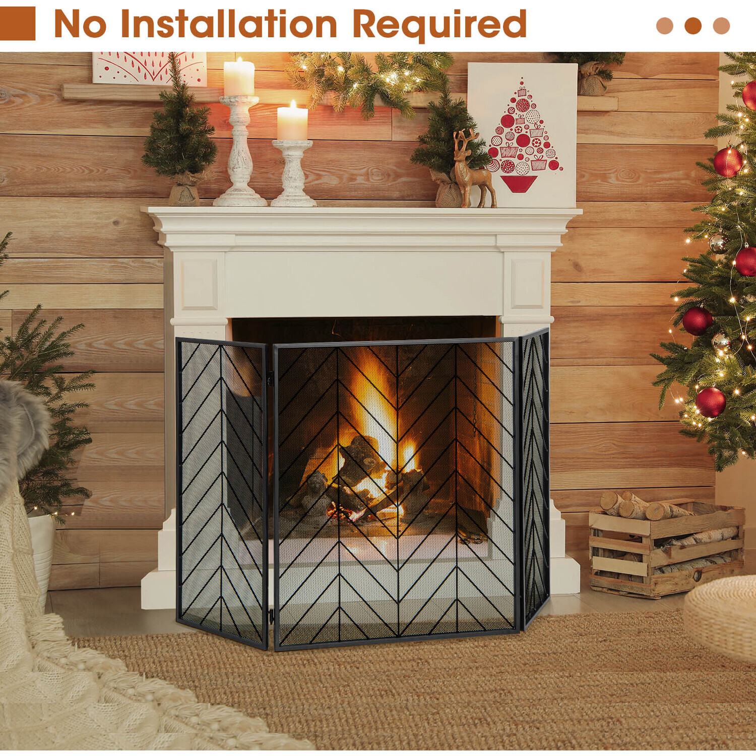 Retractable Fire Screen 3 Panel Folding Fire Guard Wide Fireplace Screen