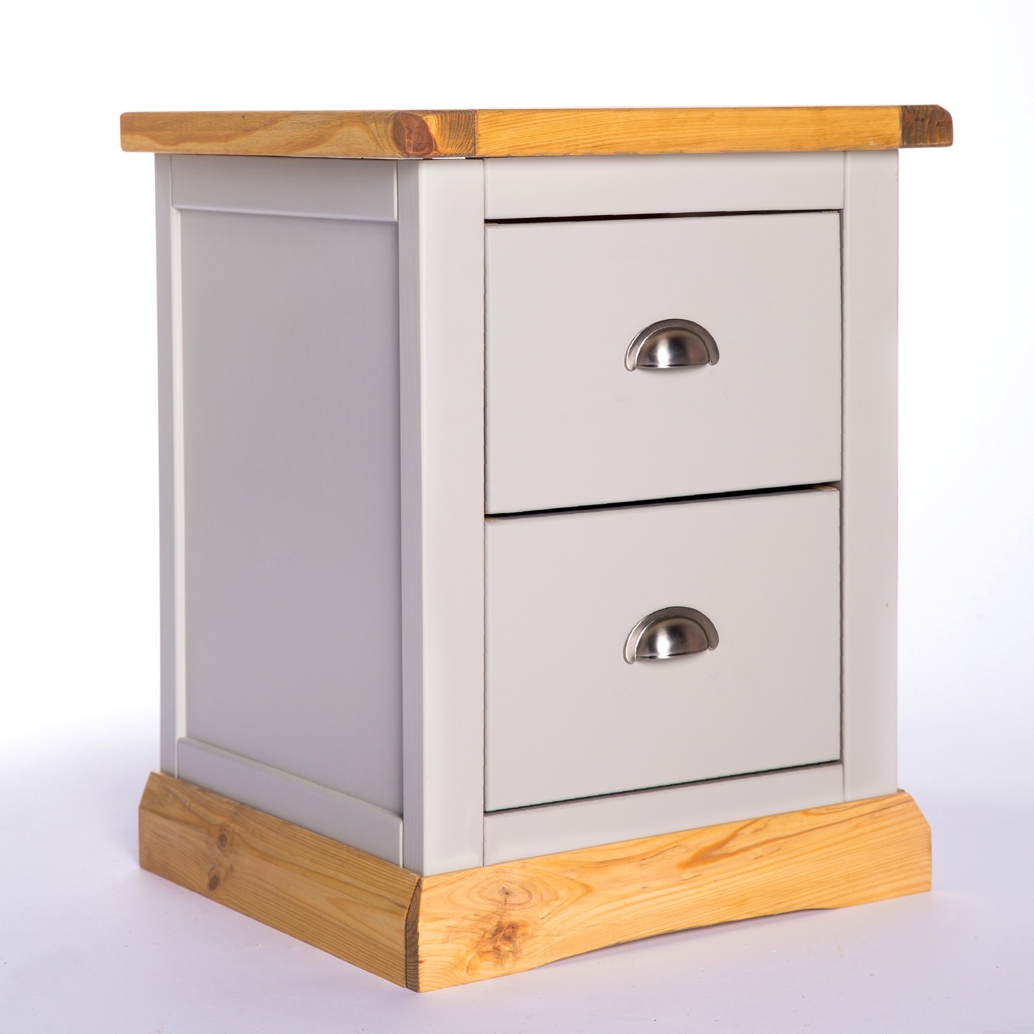 Cabinet Bits Bomporto 2 Drawer Bedside Cabinet - Grey / Chrome