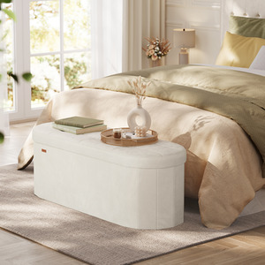 SONGMICS Storage Ottoman Bench, Storage Chest, Folding Foot Rest Stool