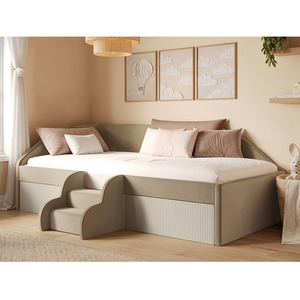 Aviana Velvet Low Sleeper Bed with Beige Cord