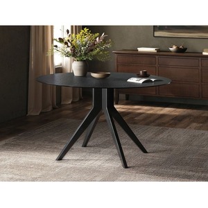 Emil Glass Dining Table Round Black