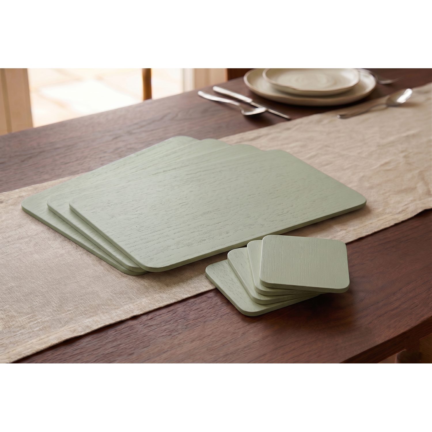 Image of 8x Green Placemats & Coasters Wood&hellip;
