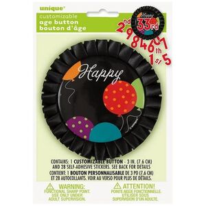 Unique Party Customisable Happy Birthday Button Set