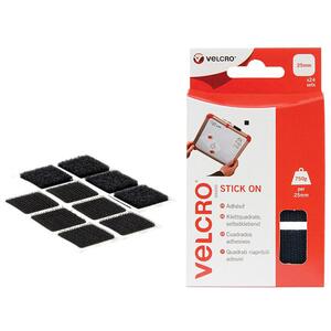 Velcro Brand Stick On Squares 25mm Black Pack Of 24