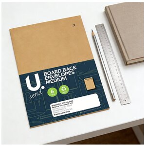 6 Pack Kraft 120gsm Board Back Peel Seal Envelopes 9x64
