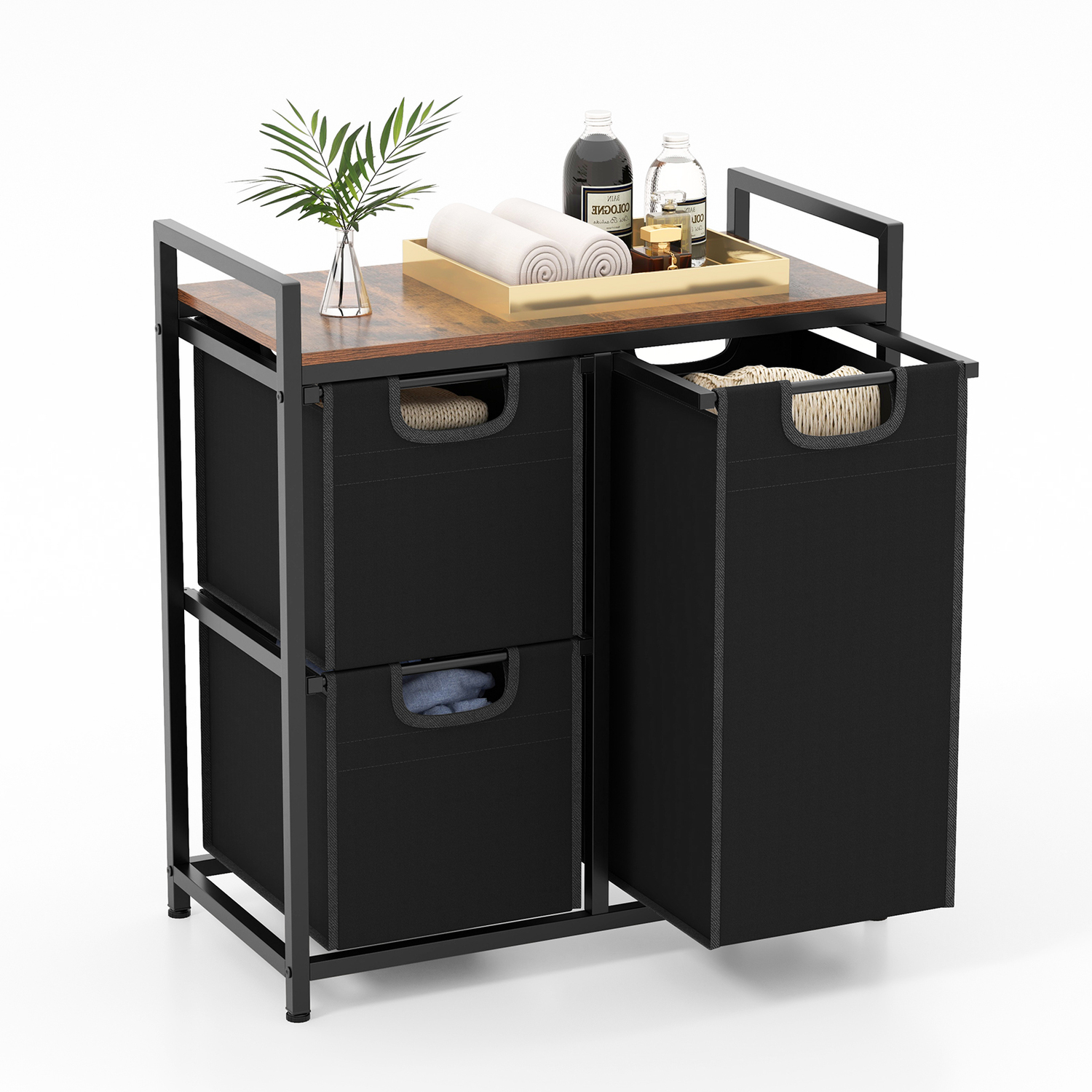 Costway Freestanding Laundry Hamper Basket Organizer - Brown