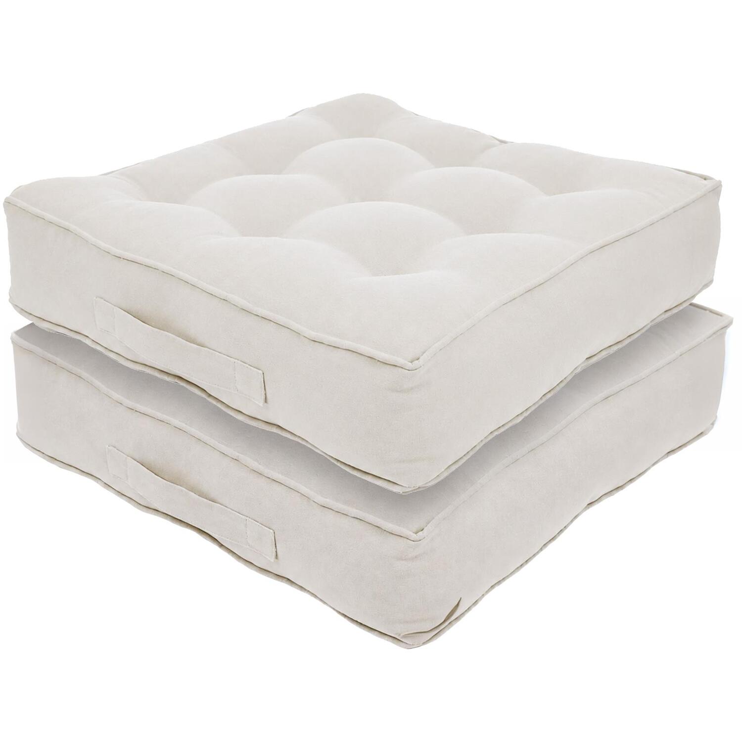 Harbour Housewares Square Booster Seat Pad Cushions - Cream / 2
