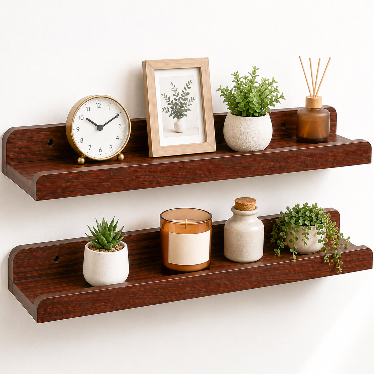 Innoteck Floating Wall Shelf 60Cm Set Of 2 With Raided Front Edge