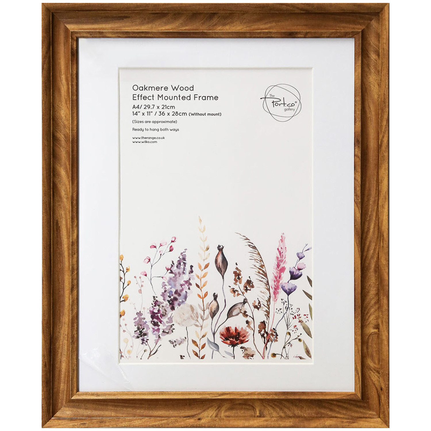 The Port. Co Gallery Oakmere Wood Effect Mounted Photo Frame - Brown / A4