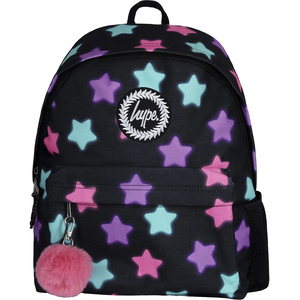 Unisex Black Star Print Backpack with Padded Straps  School Travel Bag