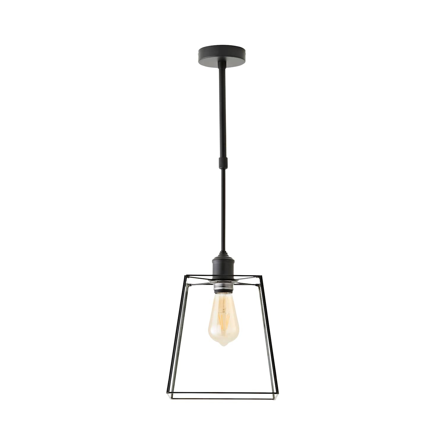 ValueLights Susie Glass Lantern Lamp Shade Adjustable Pendant Ceiling Light & Bulb in Black - Image 7