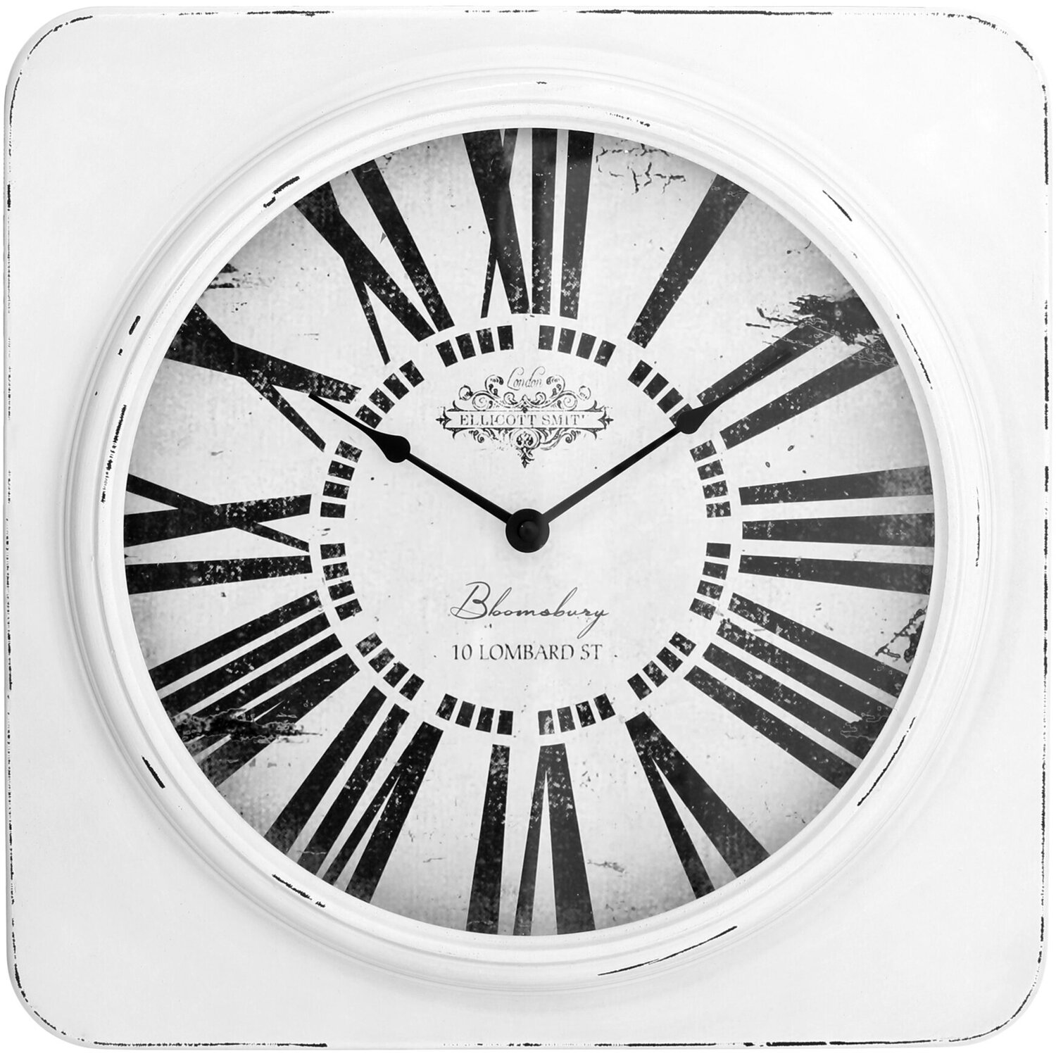 Cheston White Antique Finish Wall Clock - White