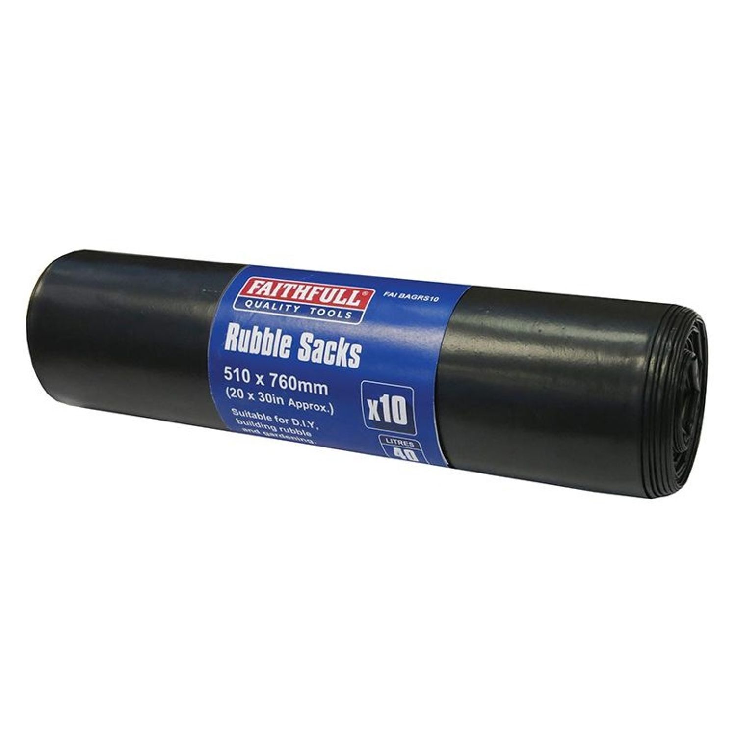 Faithfull Black Rubble Sacks - Multi Colour