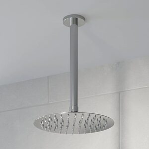 Square Wall Mounted Fixed Head 200mm Chrome - Round Arm