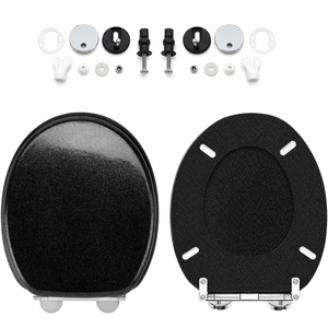 Premium Black Glitter Soft Close Toilet Seat Quick Release MDF