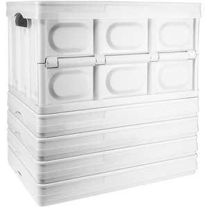 TekBox 56L White Folding Storage Box - Set of 5 Boxes