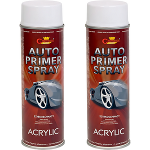 2 x 500 mL White Acrylic Auto Primer Spray, Anti-Corrosion, Steel & Cast Iron