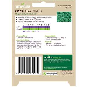 Unwins Cress Seeds Extra Curled Organic