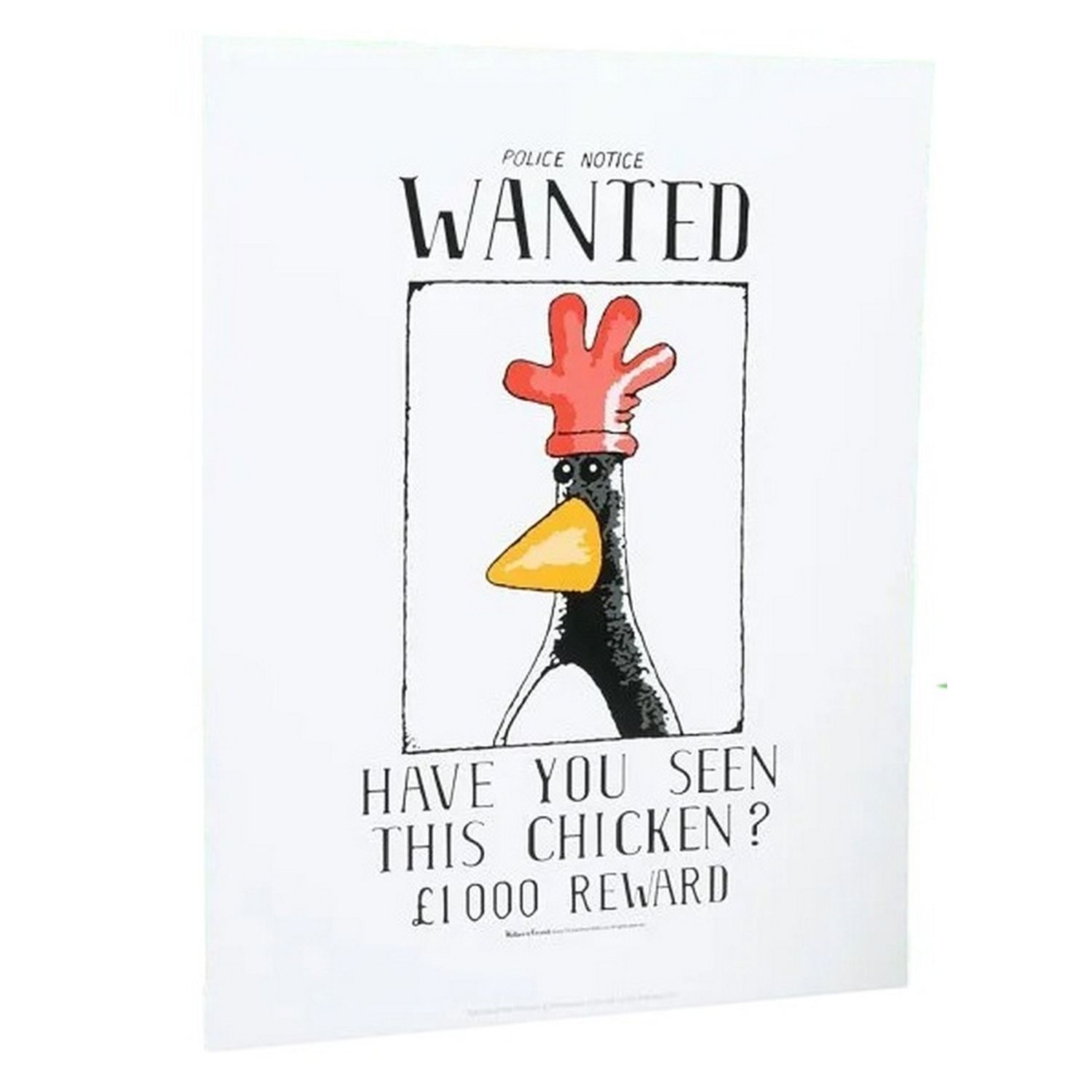 Wallace And Gromit Wanted Poster Feathers Mcgraw Print - White/Off White
