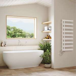 Agar - White Dual Fuel Towel Rail Thermostatic