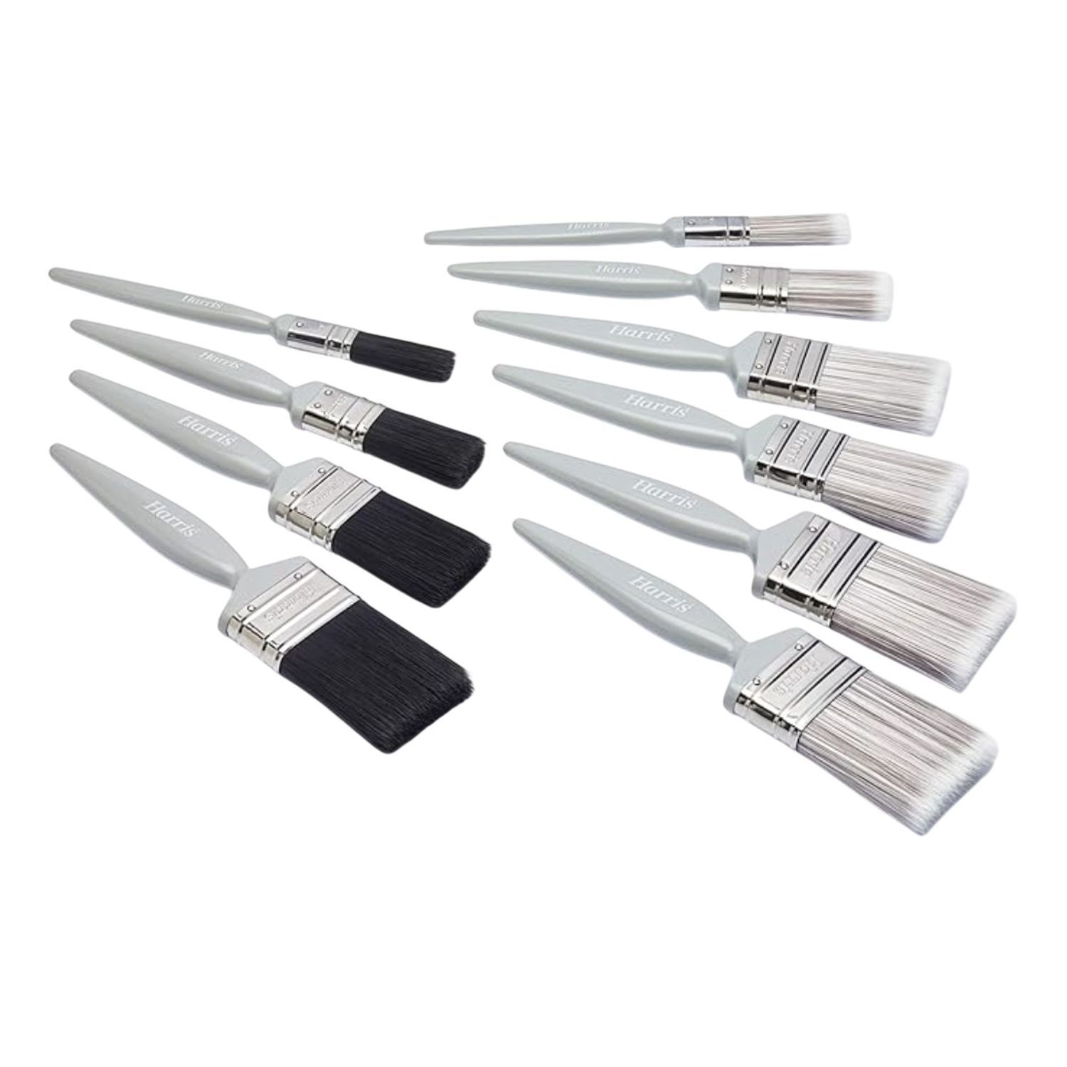 Harris Essentials Paint Brush (Pack Of 10) - Steel/Grey/Black