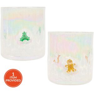 Iridescent Confetti Glass with Xmas Icons