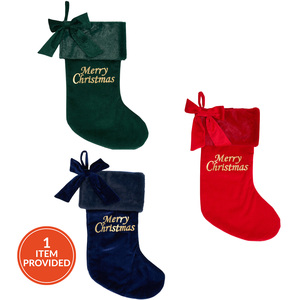 Merry Christmas Bow Ribbon Stocking