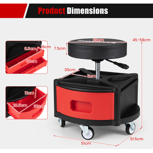 Rolling Mechanic Stool with Cushioned Seat