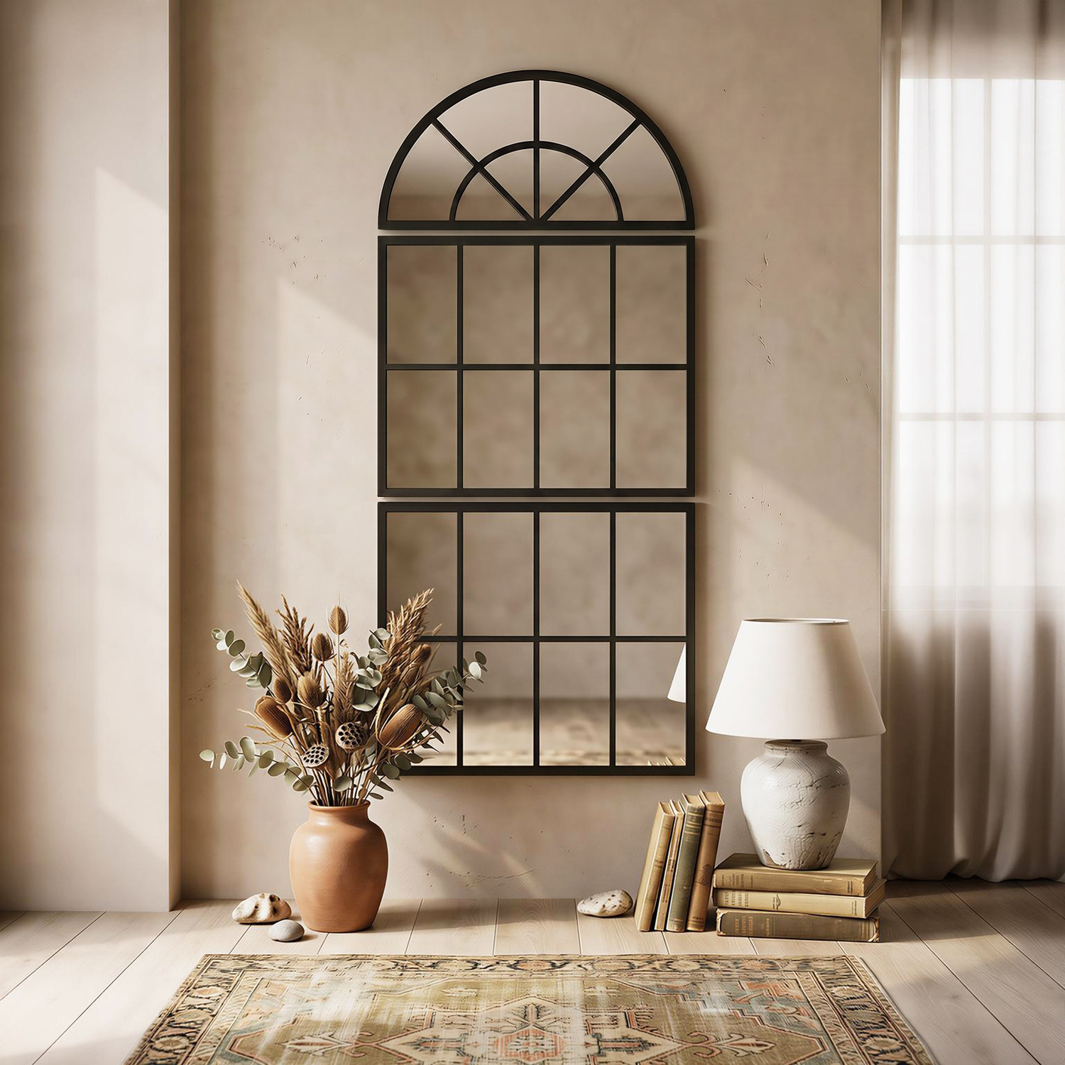 Image of HOMCOM Large Arched Wall Mirror with&hellip;