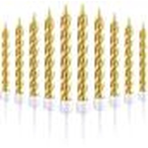 Shatchi 10-Pack Gold Spiral Cake Candles - Re-lighting Novelty