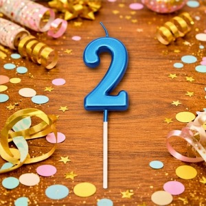 Shatchi Blue Number 2 Candle Topper, Pack of 2