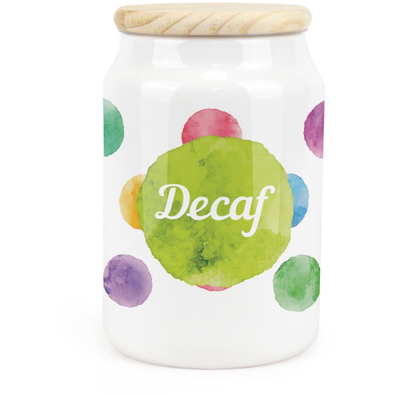 Ceramic Tapered Polka Dots Canister - Decaf Storage Container - Image 2
