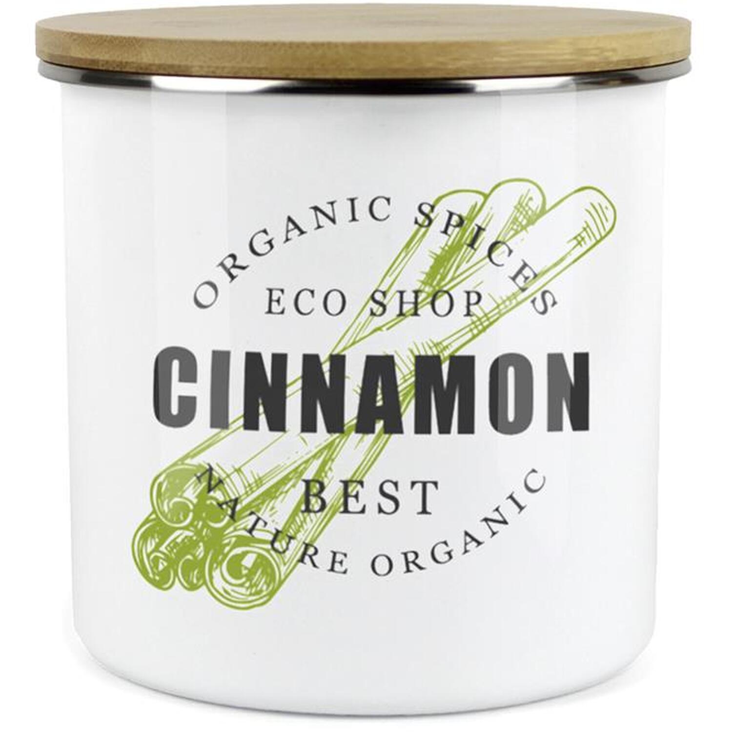 B&Q - Cinnamon Spice JarMini Storage CanisterCooking Green Metal Enamel Food Storage Container - Image 2