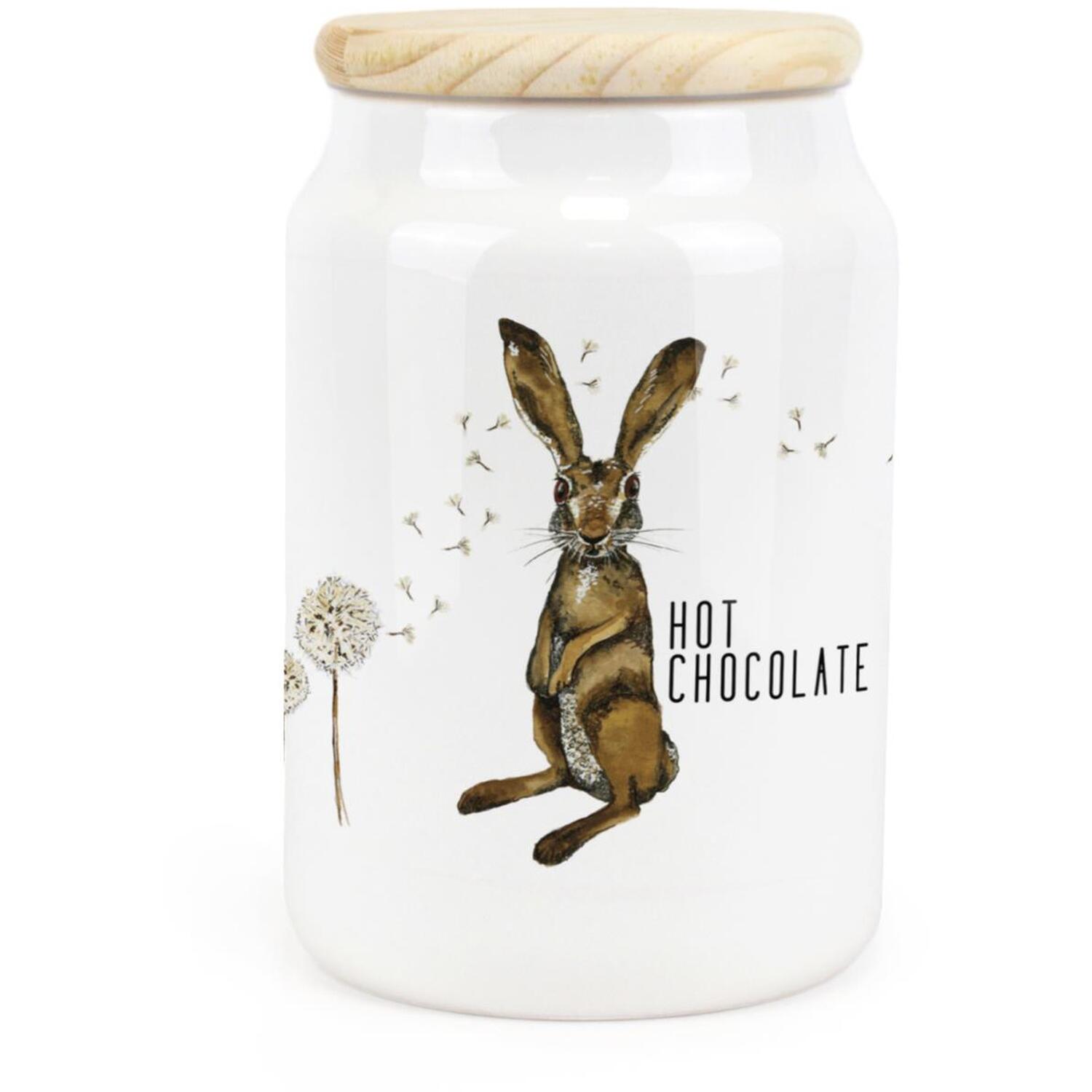 Purely Home Hare & Dandelions Ceramic Hot Chocolate Kitchen Canister, Brown - Image 3