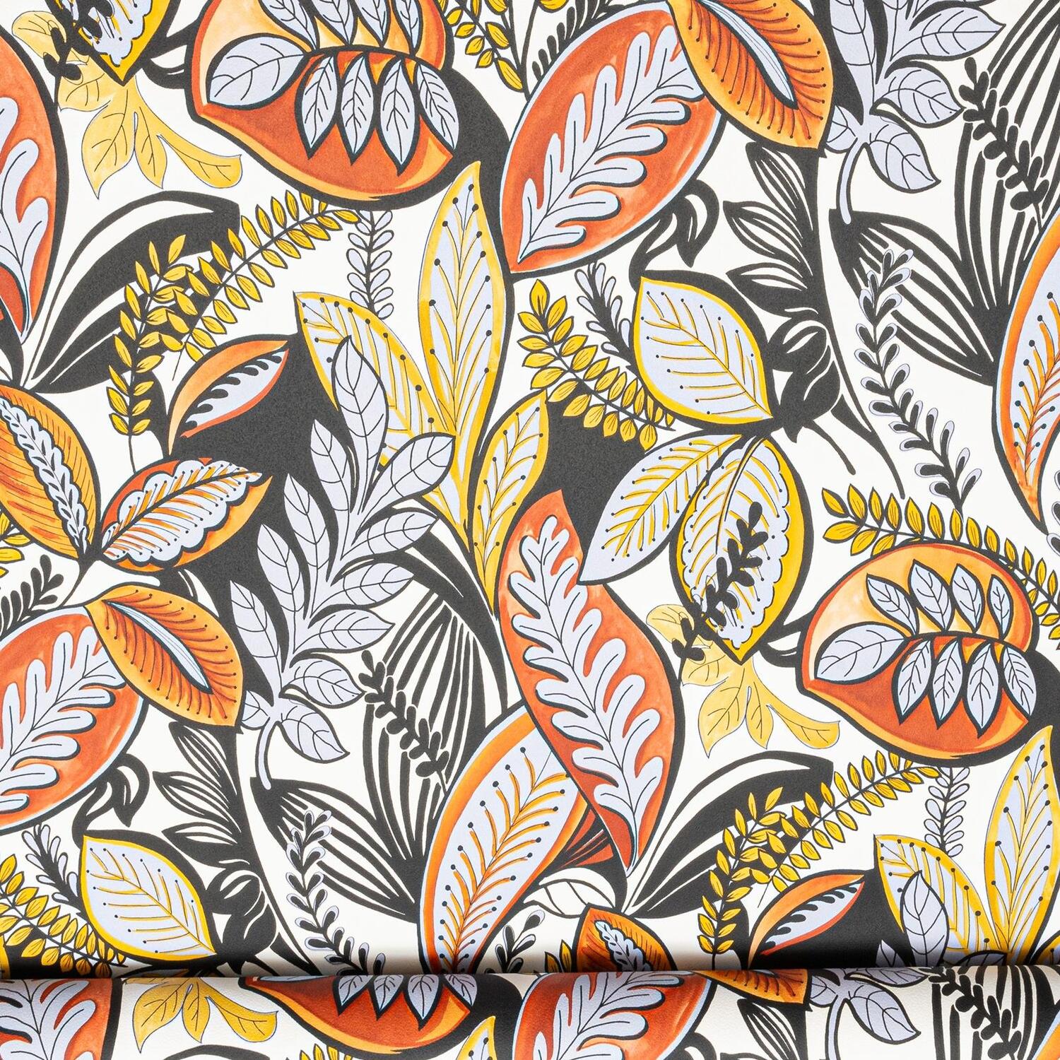 Multicoloured Tropical Leaf Wallpaper Retro Textured Vinyl Paste Wall Feature - Image 3