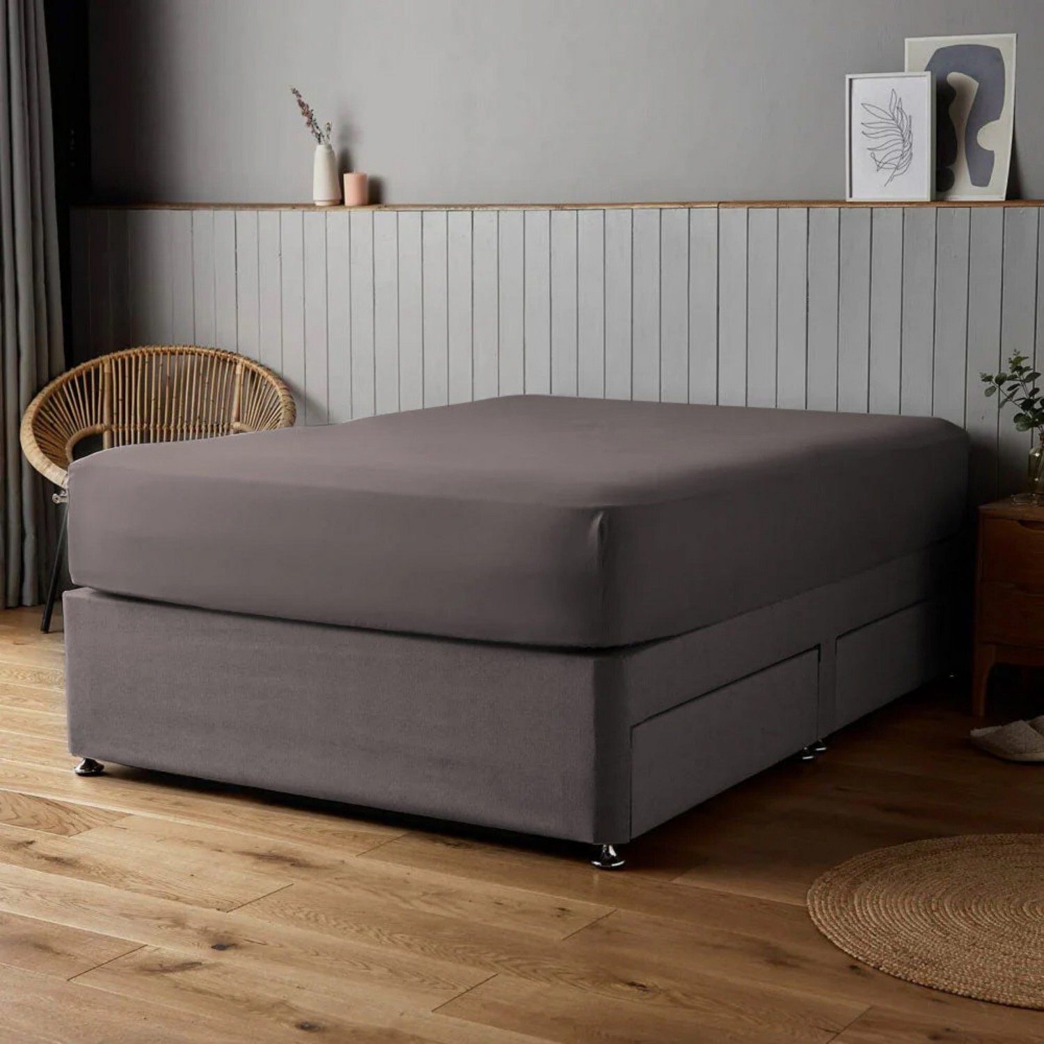 Voltico Silentnight Supersoft Fully Elasticated Fitted Sheet - Double Charcoal - Charcoal