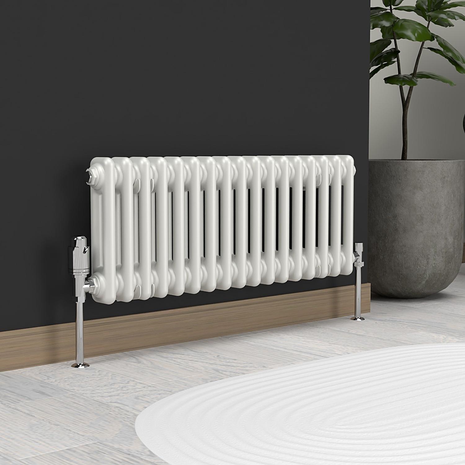 Lux Heat Horizontal 2 Column Radiator - White - 300 Mm X 785 Mm - White - Image 2