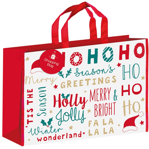 Pack of 12 Landscape Text PP Non Woven Christmas Shopping Gift Bags