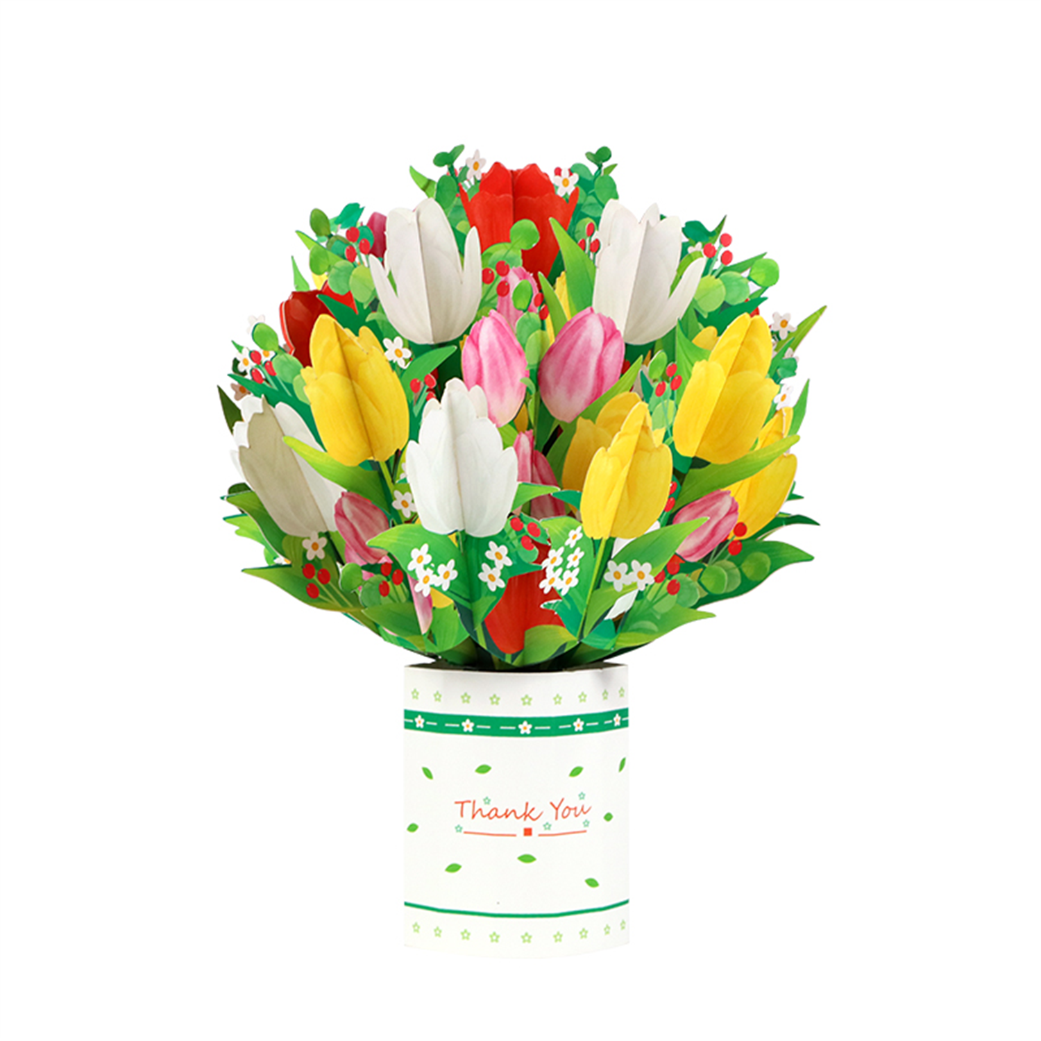 Brightfeel Tulip Charm 3D Pop Up Greeting Card - White
