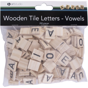 Pack of 200 Vowels Wooden Tile Letters