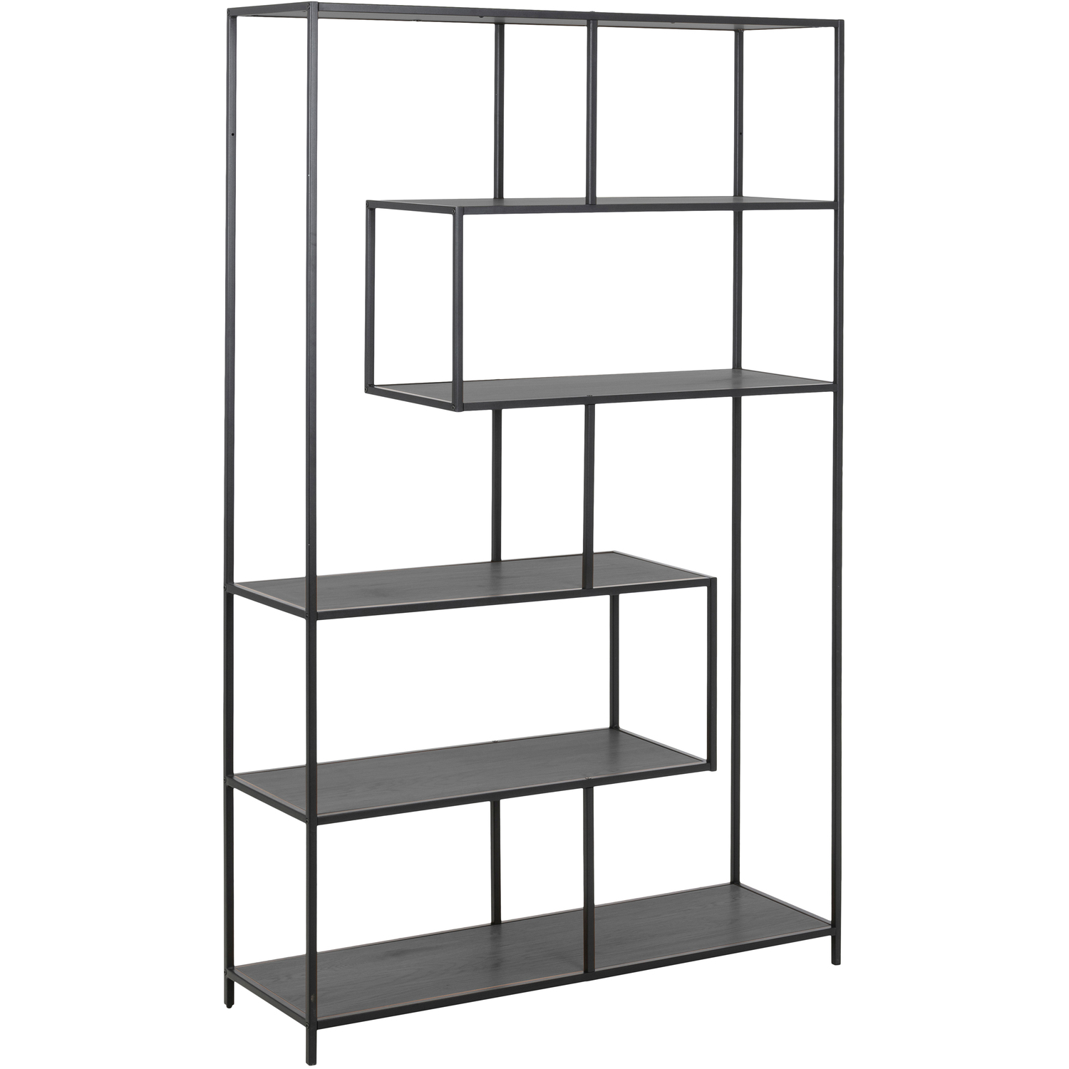 Furniture To Go Florence Seaford 5 Shelf Black Metal Asymmetrical Bookcase - 1140mm Wide - Image 4